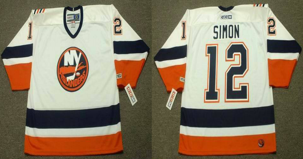 2019 Men New York Islanders 12 Simon white CCM NHL jersey